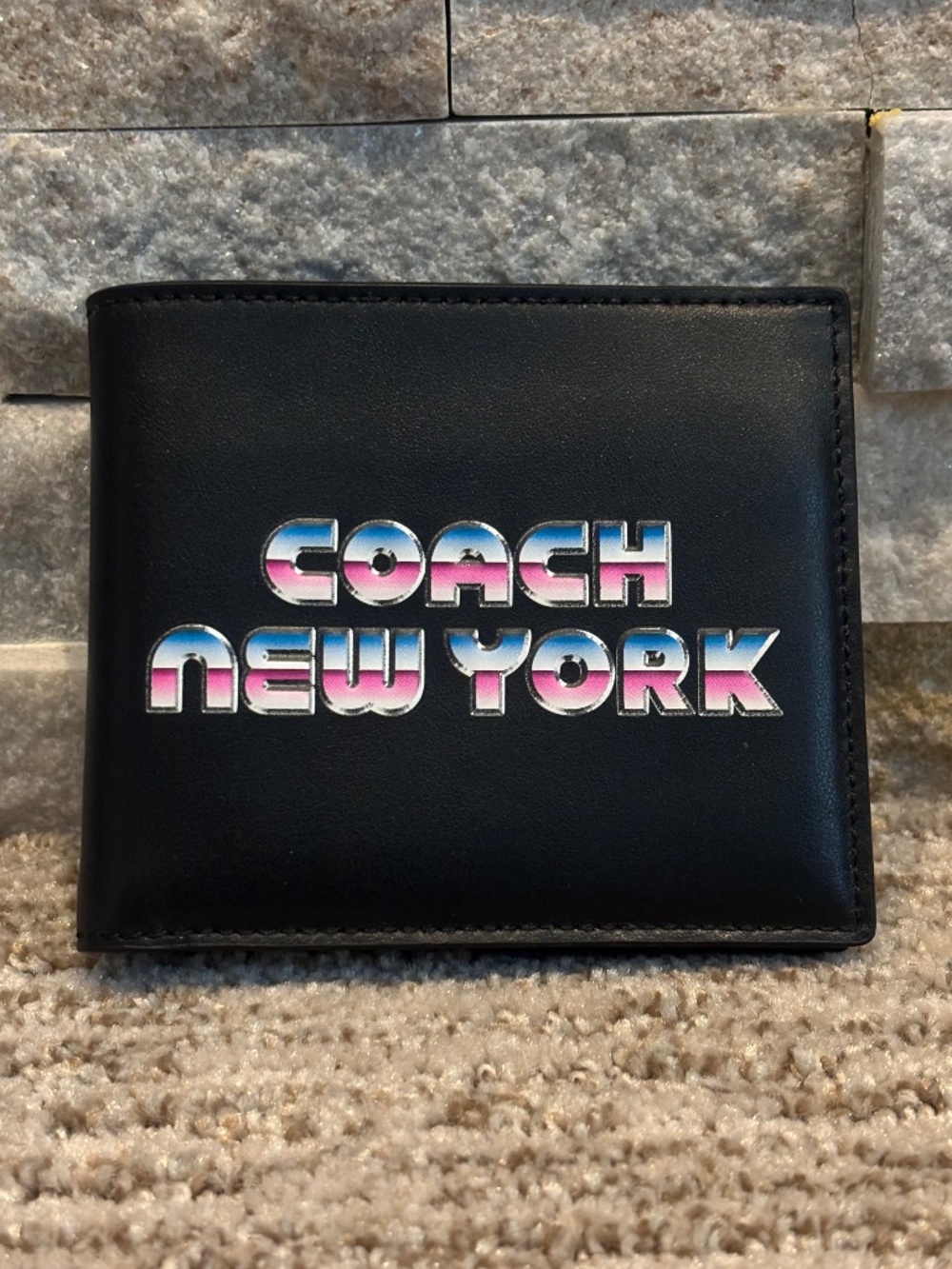 Coach NYC “80s Style” Logo Men’s Double Billfold Wallet